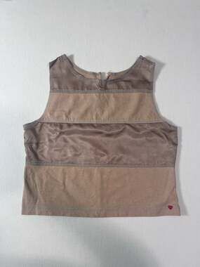 Hidden Heart Y2K Taupe Satin Panel Cropped Tank Top Women’s Medium